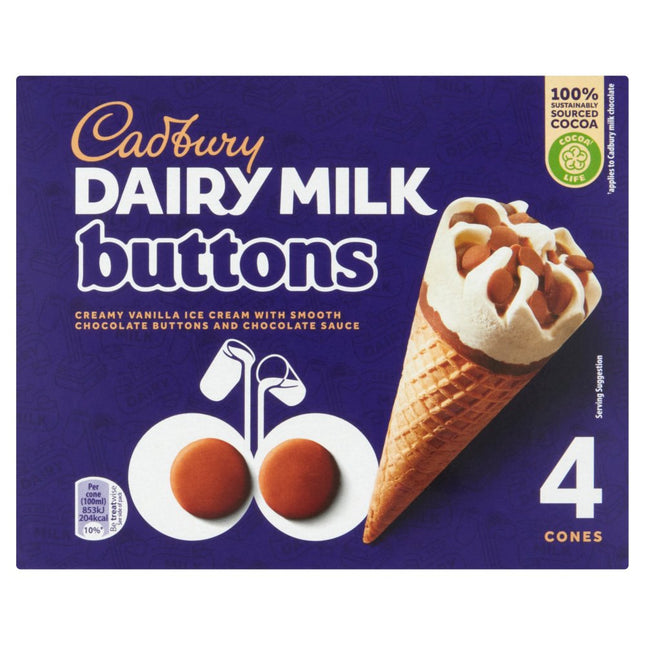 Cadbury Buttons Cone 4Pk 4X100ML