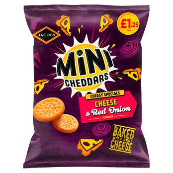 Jacob's Mini Cheddars Cheddar & Red Onion Baked Snacks PMP £1.25 90g