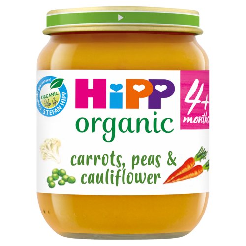 Hipp Organic Carrots Peas Cauliflower Baby Food Jar 4+ Months 125g - H1