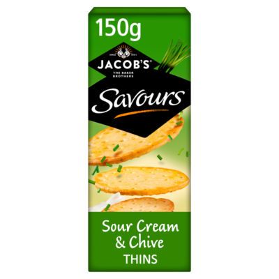 Jacob's Savours Thins Sour Cream & Chive Crackers 150g