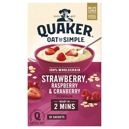Quaker Oats Oat So Simple Strawberry, Raspberry & Cranberry Flavour Multipack 10x34g