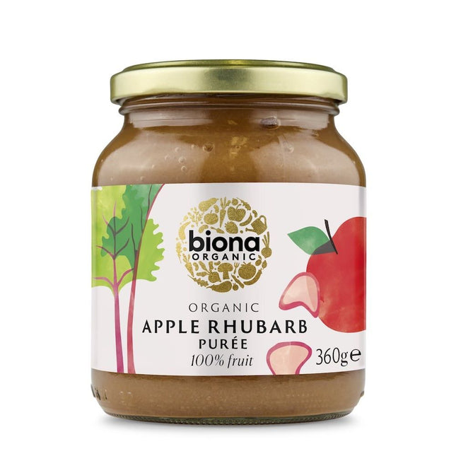 Biona Organic Apple & Rhubarb Puree No Added Sugar 360g