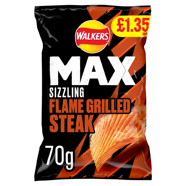 Walkers MAX Flame Grilled Steak PMP £1.35 70g