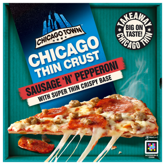 Chicago Town Large Crispy Thin Sausage Pepperoni Pizza 431G