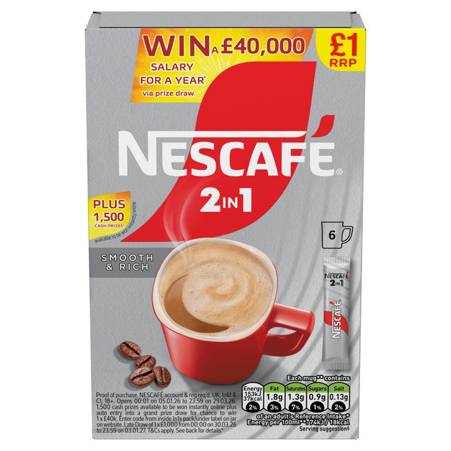 Nescafe 2 in 1 Original PMP £1.00 6 x 9g