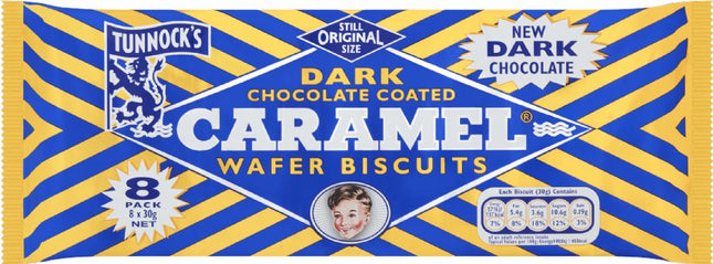 Tunnocks Dark Chocolate Caramel Wafers 8X30G
