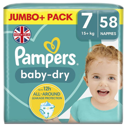 Pampers Baby Dry Taped Size 7 Jumbo Pack 58s