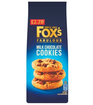 Fox's Fab Milk Choc Cookies PMP £2.20 8x180g