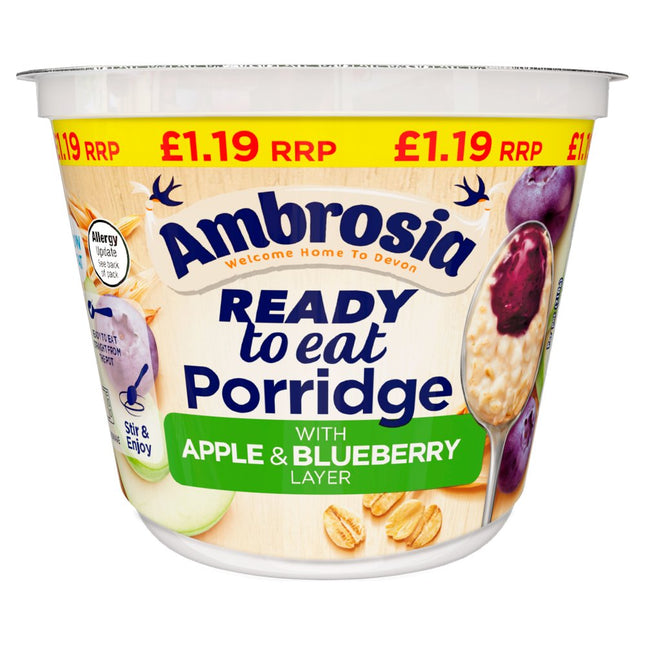 Ambrosia Ready to Eat Apple & Blueberry Layered Porridge Pots PMP £1.19 210g