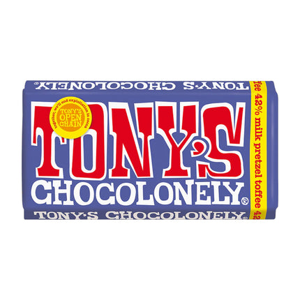 Tony's Chocolonely Dark Milk Chocolate 42% Pretzel and Toffee 180g