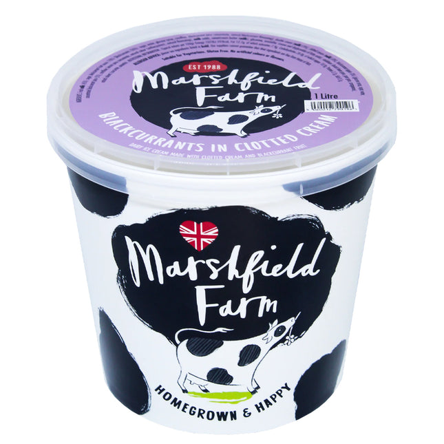 Marshfield Farm Real Dairy Ice Cream Blackcurrants in Clotted Cream 1l