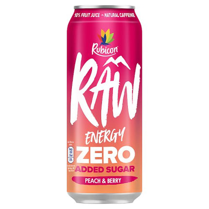 Rubicon Raw Energy Zero Added Sugar Peach & Berry 500ml