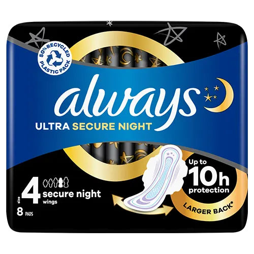 Always Ultra Secure Night Wings (Size 4) 8ct
