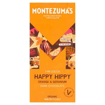 Montezumas Happy Hippy Dark With Orange & Geranium Bars 90g