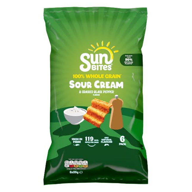 Sunbites Sour Cream & Cracked Black Pepper Multipack 6x25g