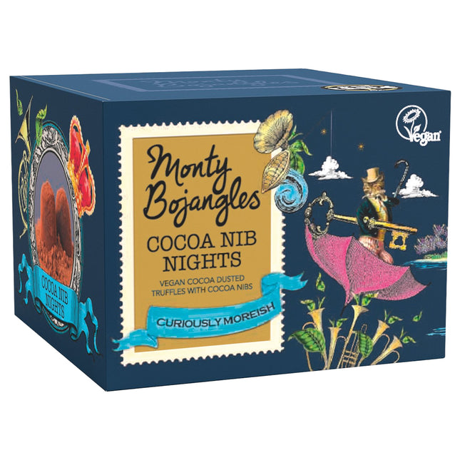 Cocoa Nibs gift box of Vegan Friendly cocoa dusted truffles with cocoa nibs