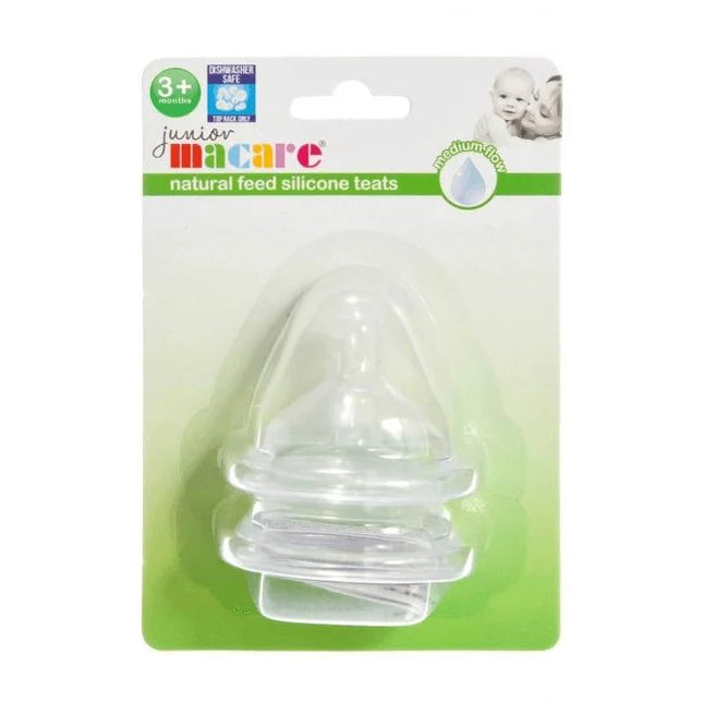 Junior Macare Standard Silicone Teats Medium Flow 2 Pack