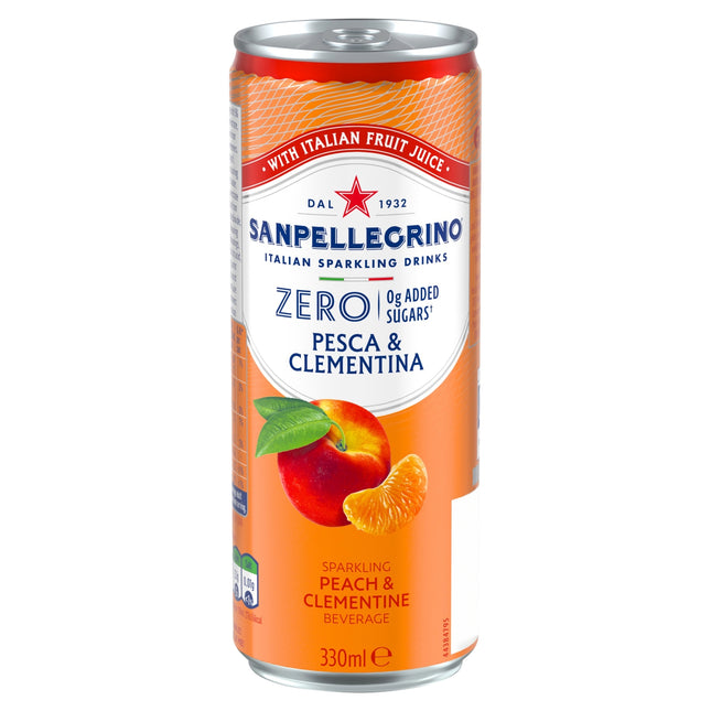 San Pellegrino Italian Sparkling Zero Can Singles Peach & Clementine 33cl