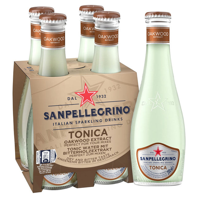 San Pellegrino Italian Sparkling Mixers Glass Tonic Oakwood 4 x 20cl