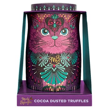 Violet Rebel cat tin of Choccy Scoffy chocolatey flavoured cocoa dusted truffles
