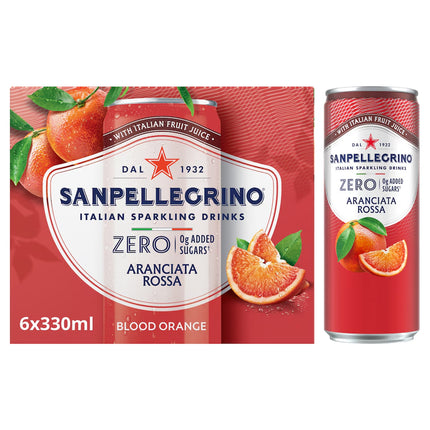 San Pellegrino Italian Sparkling Zero Can Multipack Aranciata Rossa 6 x 33cl