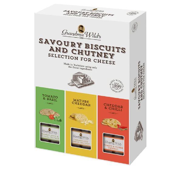 Grandma Wild's Chutney Box with Biscuits for Cheese 495g