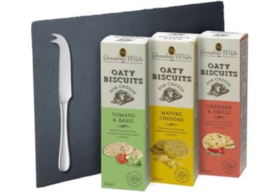 Grandma Wild's Savoury Biscuits for Cheese with Slate Board & Knife 390g