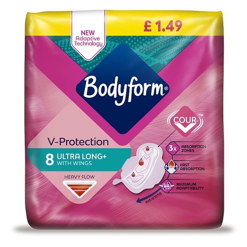 Bodyform Towels Ultra Long + Wings C&C PMP £1.49 4 x 8s