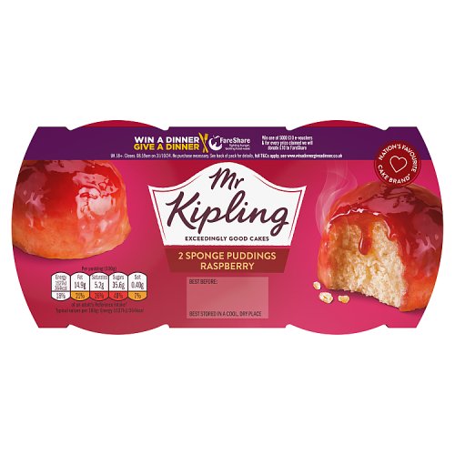 Mr Kipling Raspberry Sponge Pudding 2X95G