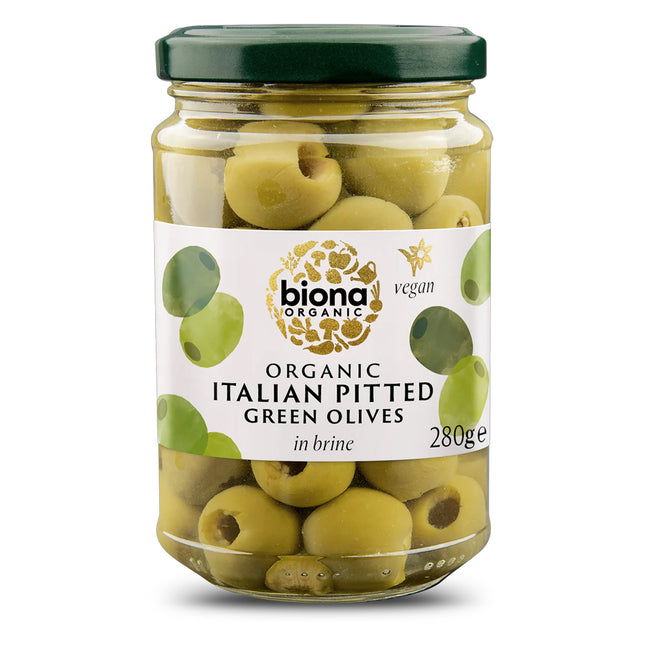 Biona Organic Pitted Green Olives In Brine 280g