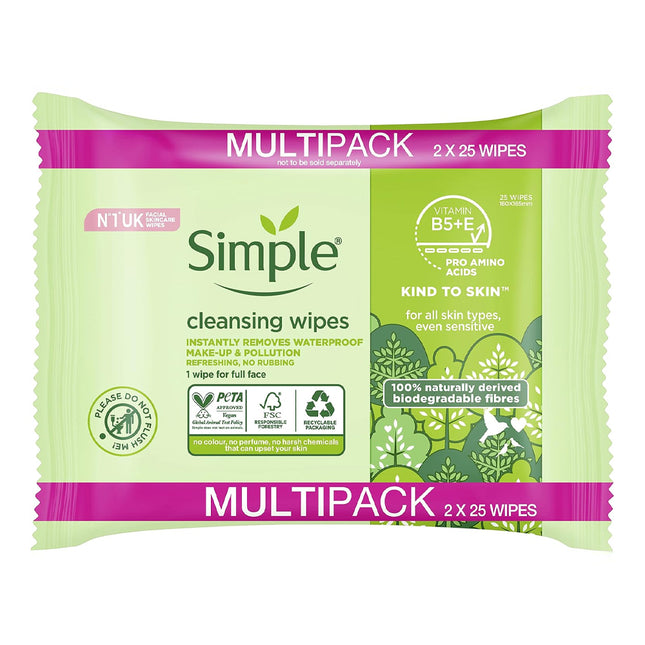 Simple Bio Wipes Multi Pack 2x25s - P