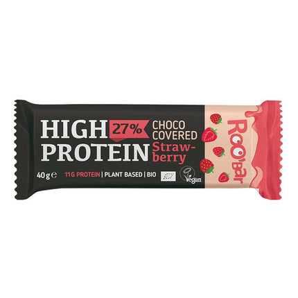 Roobar High Protein Strawberry Bar Covered With Pink Glaze 40G