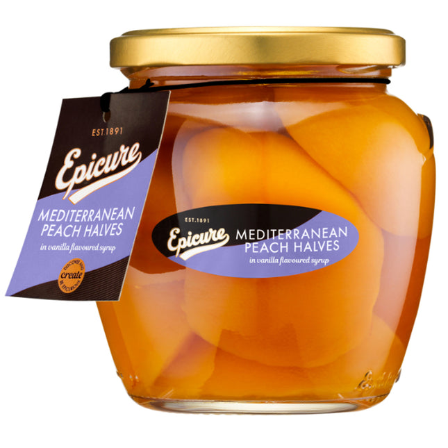 Epicure Mediterranean Peach Halves in Vanilla Flavoured Syrup 550G