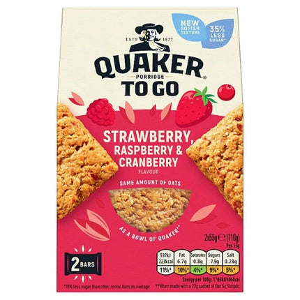 Quaker Porridge To Go Strawberry, Raspberry & Cranberry Multipack 2x55g