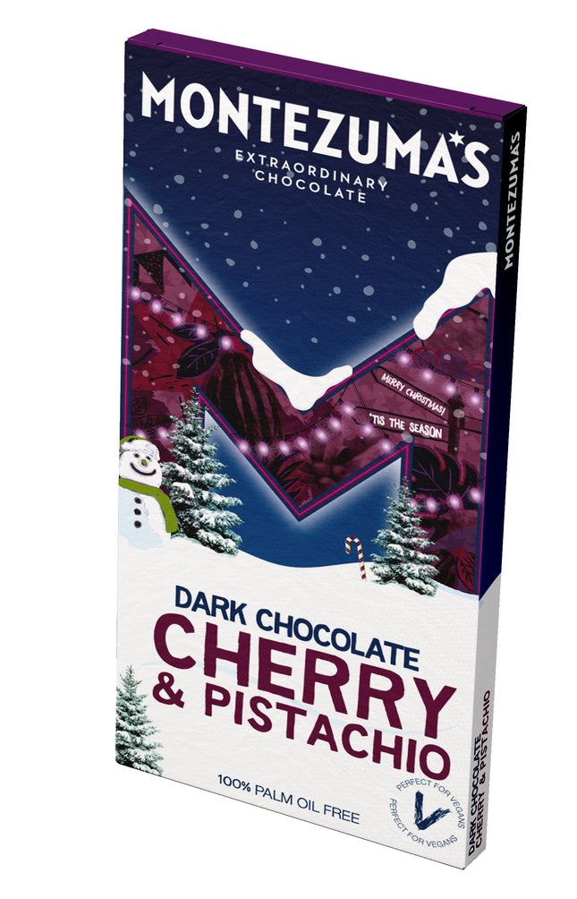 Montezumas Dark Chocolate Cherry and Pistachio 90g
