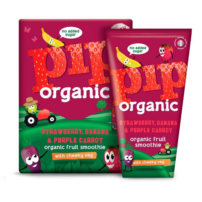 Pip Organic Kids Strawberry Banana & Purple Carrot Smoothie 4 x 180ml