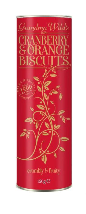 Grandma Wild's Ornate Red & Gold Cranberry & Orange Tubes 12 x 150g