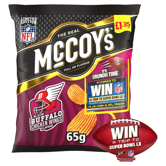 McCoy's Blazin' Buffalo Chicken Wings Crisps 65g, £1.35 PMP