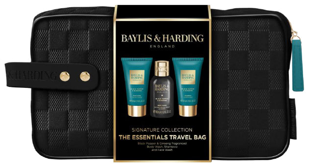 Black Pepper & Ginseng Men'S The Essentials Travel Wash Bag Gift Set 370g