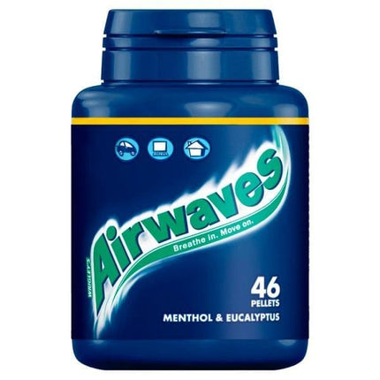 Airwaves Menthol & Eucalyptus Sugar Free Chewing Gum Bottle 46 Pieces 64g