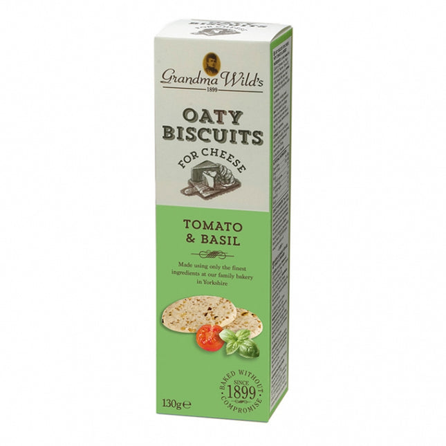 Grandma Wild's Oaty Biscuits Mature Cheese Tomato & Basil Biscuits 130g