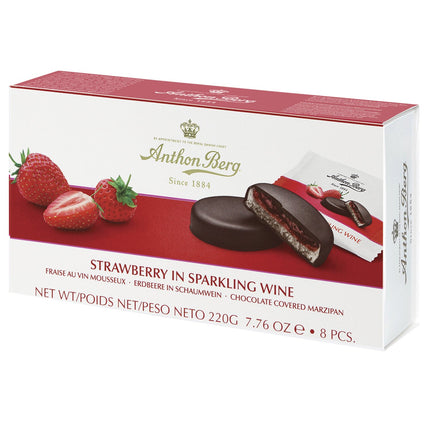Anthon Berg Anthon Berg strawberry in sparkling wine marzipan in dark chocolate  220g