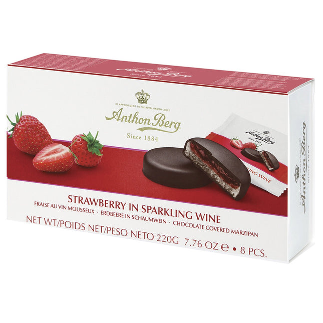 Anthon Berg Anthon Berg strawberry in sparkling wine marzipan in dark chocolate  220g