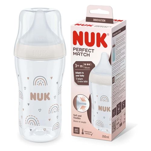 Nuk Perfect Match Temperature Control Bottle 260Ml Rainbow 3 Pack