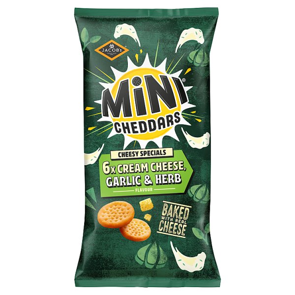 Jacob's Mini Cheddars Cream Chesse Garlic & Herbs Baked Snacks Multipack 6 x 23g