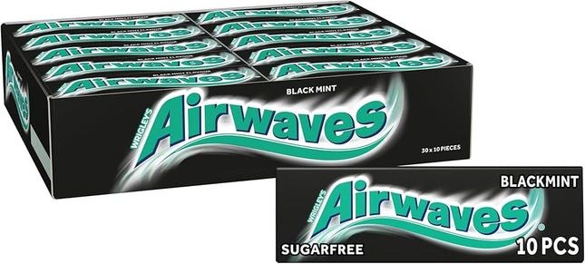 Airwaves Black Mint Sugar Free Chewing Gum 10 Pieces 14g