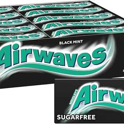 Airwaves Black Mint Sugar Free Chewing Gum 10 Pieces 14g