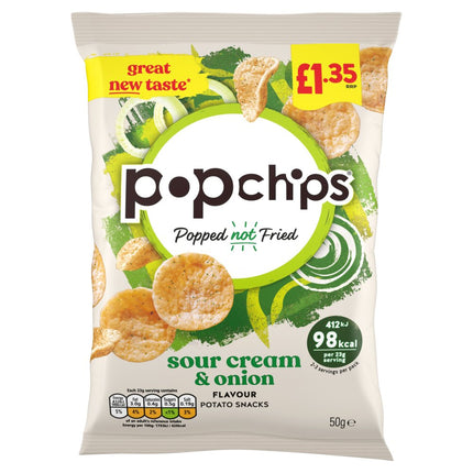 popchips Sour Cream & Onion Crisps 50g, £1.35 PMP