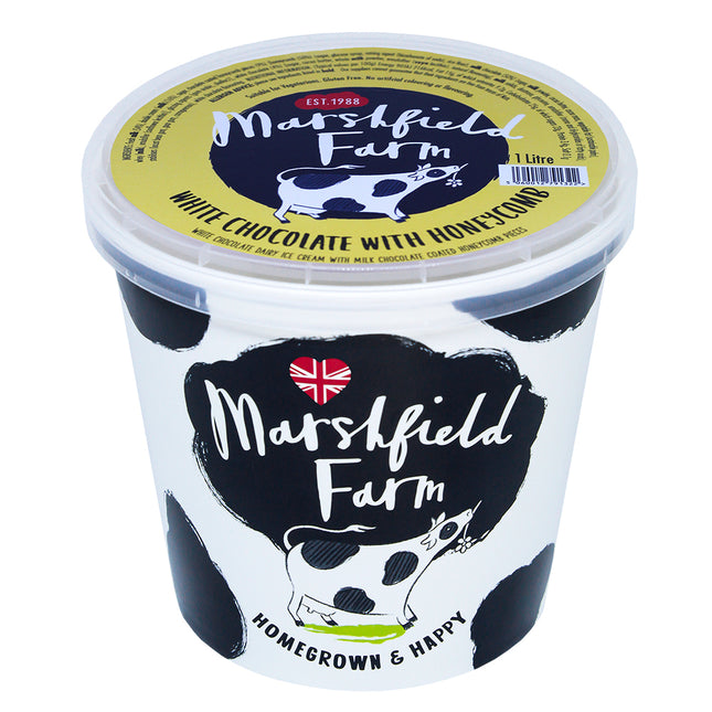 Marshfield Farm Real Dairy Ice Cream White Chocolate Honeycomb Crunch 1l