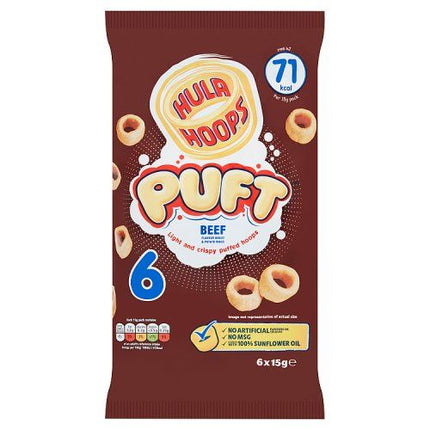 Hula Hoops Puft Grilled Beef Multipack Crisps 6 Pack